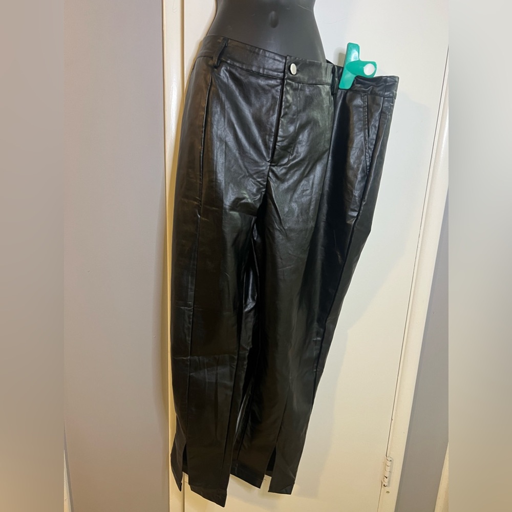 PLT Leather wide leg pant